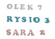 Litery, literki, cyfry napis dekoracja z masy cukrowej na tort