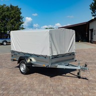 PRZYCZEPKA SAMOCHODOWA z Plandeką i Stelażem ZASŁAW 235x132x35 UCHYLANA,LED