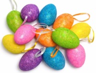 JAJKA brokatowe 12 sztuk 6 cm styropianowe kolorowe pisanki ZAWIESZKI