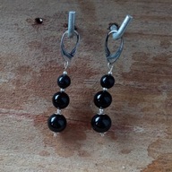 Kolczyki czarny turmalin srebro kulki super bigle angielskie