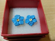 Turkus kolczyki kwiatki srebro 925 pozłacane