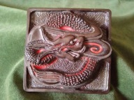 Stary figuralny kafel ceramiczny Smok - terakota