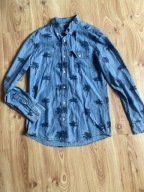 KOSZULA SPORTOWA niebieska w modne granatowe PALMY EXTRA R.,,M,, (172-176)