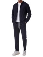 Sportowy Komplet Old Money Męski: Bluza na Zamek + Spodnie w Kant - Czarny