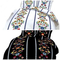 Pościel kora lux 160x220 + 2x70x80 2x40x40 zamek K 251 łowicz biały /czarny