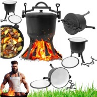 KOCIOŁEK ŻELIWNY EMALIOWANY GARNEK MYŚLIWSKI MEYERHOFF GRILL TRÓJNOŻNY 10L