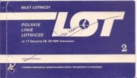 PLL LOT BILET LOTNICZY KRAJOWY -KRAKÓW WARSZAWA SZCZECIN -1986 rok
