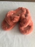 Kapcie klapki ciapy futrzane z futra 39 pomarańcz