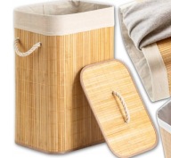 KOSZ BAMBUSOWY NA PRANIE BIELIZNĘ ZABAWKI Z POKRYWĄ POJEMNIK DUŻY 72L KUFER