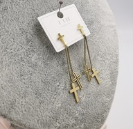 48831 Kolczyki złota stal chirurgiczna krzyże krzyżyki na łańcuszkach