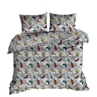 pościel bawełna lux 200x200 + 2x70x80 2x40x40 zamek B 298-1 Motylki na szar