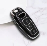 Czarno-srebrne etui na kluczyk AUDI A4 A8 E-tron Q5 Q7 Q8 D5 R8 A6 A7 B9 A3