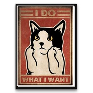 Plakat z ramą 21x30cm I Do What I Want Śmieszny Kot Motywacja Styl Hit