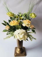 Bukiety Na Nagrobek – Duży Bukiet Róże Hortensja Ecri - Zieleń