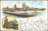 Gruss aus Köln Panorama Rathaus Kunstanstalt - J. Miesler Berlin 1899 Litho
