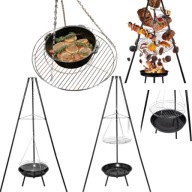 PALENISKO OGRODOWE TRÓJNÓG GRILL WISZĄCY RUSZT 80CM OGNISKOWY DUŻY XXL