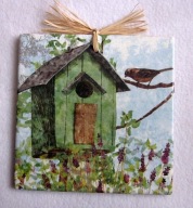 Robótkownia Kafelek obrazek 15x15 Ptak Ptaki Zielony domek