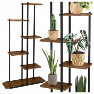 KWIETNIK METALOWY STOJĄCY STOJAK LOFT PÓŁKI NA KWIATY DĄB RUSTYKALNY WYSOKI