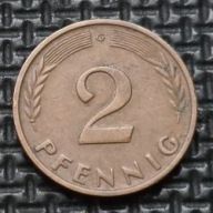 *NIEMCY [0206]*2 fenigi 1963 *G* Niemcy Zachodnie (RFN) Kłosy, Liście dębu