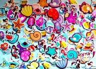 NAKLEJKI PIANKOWE z Holograficznymi Elementami 100 szt SYRENKI OCEAN MORZE