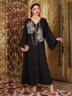 Hit !_NOWA luksusowa WYSMUKLAJĄCA czarna sukienka_HAFTY cekiny+perły_r.46