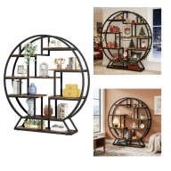 REGAŁ OKRĄGŁY TRIBESIGNS LOFT INDUSTRIALNY BRĄZOWY METALOWY 8POZIOMÓW 150CM