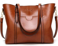 BestoU Damska Torebka Shopper Skóra PU Laptop 13 cali A4 Brązowa