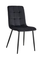 Krzesło Tapicerowane Welurowe Czarne Pikowane Kwadraty Salon Jadalnia