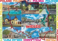 MIELEC - KOŚCIÓŁ - RYNEK - FONTANNA - PAŁACYK - POMNIK SAMOLOT - MAPKA