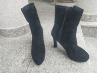 MARIAN nr 36,5-37 eleganckie czarne botki na szpilce skóra