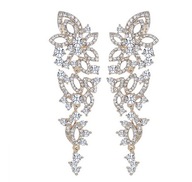 KOLCZYKI długie CYRKONIE ZŁOTE Walentynki dzień Kobiet Karnawał NOWE