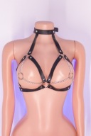 Harness damski eko skóra łańcuszki regulowany czarny