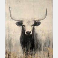 Zwierzę z rogami, jeleń byk obraz na płótnie 58x70 brązowy do salonu pokoju