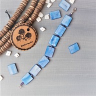 SURF Bransoletka szafir masa perłowa szkło hematyt BlackberriesArts 18 cm