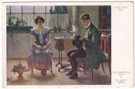 Para czy się oświadczy ? wnętrze salonu kwiaty ok.1910r. C. Zewy