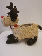 RENIFER ŚWIĘTEGO MIKOŁAJA OSŁONKA NA DONCZKE ZE SŁOMY DEKORACJA WYSTAWOWY