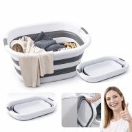 KOSZ NA PRANIE SILIKONOWY SKŁADANY DUŻY LEKKI NOWOCZESNY UNIWERSALNY UCHWYT