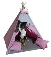 PINO legowisko budka łóżko kota TIPI różowe namiot M z imieniem psa prezent