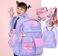 ZESTAW SZKOLNY PLECAK + PIÓRNIK 3D JEDNOROŻEC + BRELOCZEK TĘCZA