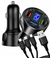 Ładowarka samochodowa 4 x USB 100W + kabel 3w1