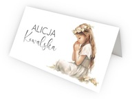 Winietki komunijne na komunię dla dziewczynki na stół PERSONALIZACJA