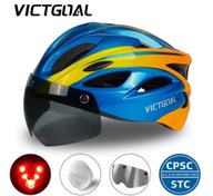 Kask rowerowy VICTGOAL z wizjerem i tylnym światłem LED | 57–62 cm