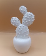 Kaktus z porcelany z ostrymi kolcami - ładna biała figurka - bardzo ładny