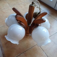 Żyrandol drewniany pięcioramienny lampa sufitowa