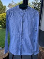 4 Koszula Asos jasnoniebieskie pasy artystyczny krój stójka bawełna M