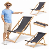 LEŻAK DREWNIANY PLAŻOWY OGRODOWY WYGODNY MOCNY SKŁADANY DO OGRODU WYGODNY