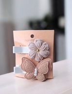 Spinki do włosów szydełkowy kwiatek motylek 2.szt.