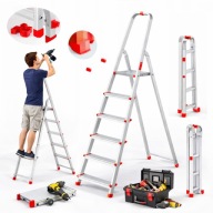 DRABINA ALUMINIOWA DOMOWA 5 STOPNIOWA SKŁADANA UNIWERSALNA HAK STOPKI