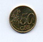 Grecja. 50 eurocent z2005 roku z rolki bankowej -UNC