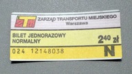 Bilet jednorazowy Normalny N ZTM W-wa 2008r (kasowany).